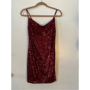 NWT! Red Sequin Mini Dress - S